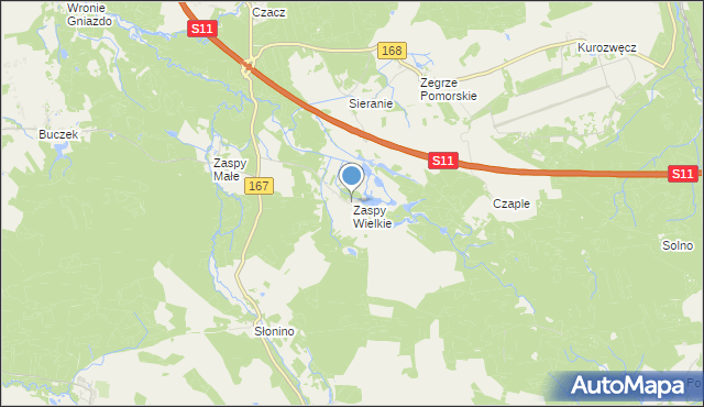 mapa Zaspy Wielkie, Zaspy Wielkie na mapie Targeo